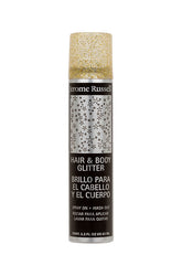 Jerome Russell Hair & Body Glitter – A shimmering gold spray for hair and body, adding sparkle to any look with an easy wash-out formula.