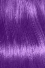 Vibrant purple hair strands showcasing the color result of Punky Colour Purpledacious shampoo.