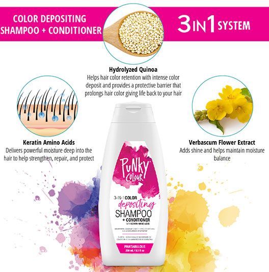 Punky Colour Pinktabulous Ingredients & Benefits – 3-in-1 color shampoo with keratin, quinoa, and verbascum flower extract.