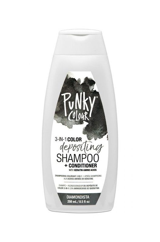 Punky Colour Diamondista 3-in-1 Shampoo & Conditioner – Shiny silver-gray color-depositing shampoo for cool-toned hair.