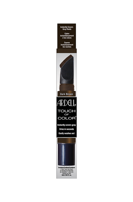 Ardell Touch of Color Dark Brown root cover-up – A precision applicator brush designed to instantly cover gray roots in a dark brown shade.