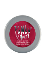 Punky Colour Cherry Red Lid – The top view of Punky Colour Cherry on Top hair dye container, labeled in English, Spanish, and French.