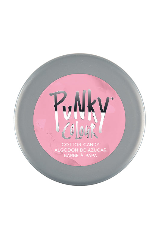 Punky Colour Cotton Candy Pink Hair Dye Lid – Cotton Candy Pink shade label for semi-permanent conditioning hair color.