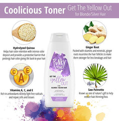 Coolicious Toner Benefits - Features quinoa, ginger root, vitamins A, C, E, and saw palmetto for toning, strengthening, and reducing hair loss.