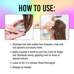 Instructions on how to use sulfate-free shampoo with visual steps and text.