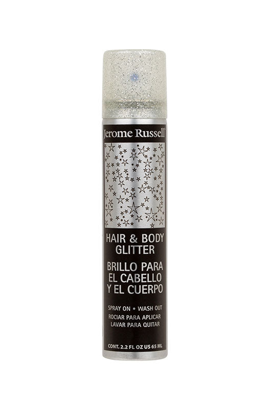 Jerome Russell Hair & Body Glitter – A shimmering silver spray for hair and body, adding sparkle to any look with an easy wash-out formula.