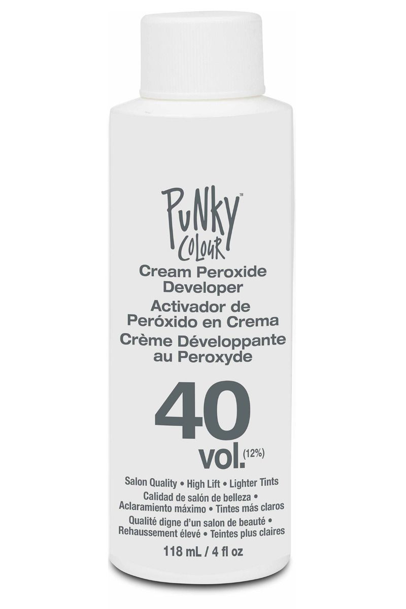 Punky Colour 40 Vol Cream Peroxide Developer – A front-facing view of the peroxide developer bottle, ideal for high-lift and maximum hair lightening.