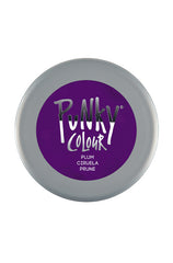 Punky Colour Plum Lid Close-up - Top-down view of Punky Colour Plum jar lid, featuring bold branding and deep purple product name.