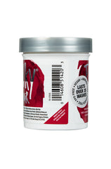 Side view of Punky Colour Poppy Red dye jar – Includes barcode and label details, highlighting vegan, ammonia-free formula.