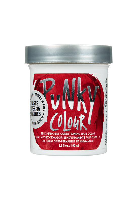 Punky Colour Vermillion Red hair dye jar – Semi-permanent conditioning hair color in Vermillion Red, long-lasting and bold.