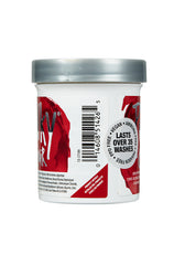 Punky Colour Vermillion Red hair dye side view – A close-up of the semi-permanent hair dye jar, showcasing barcode and product details.