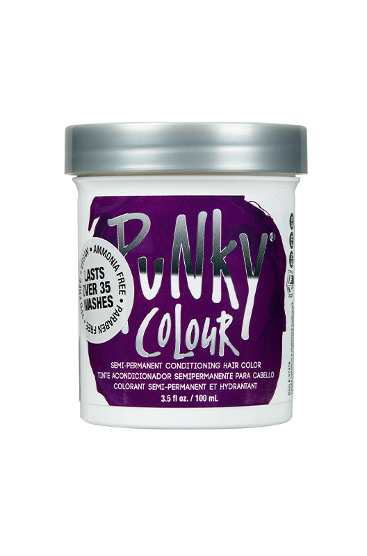 Punky Colour Purple semi-permanent hair dye jar – A deep, rich purple shade in a conditioning formula, lasting over 35 washes.