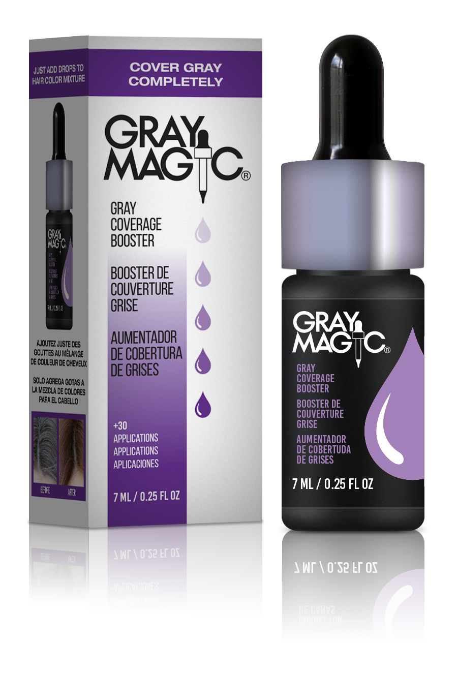 Small Gray Magic® Color Additive 0.25 oz bottle displayed outside of packaging