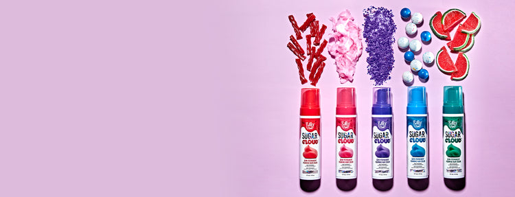 Sugar cloud collection displayed along with scents 