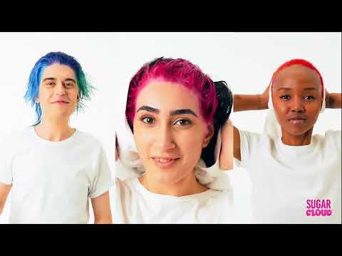 Three Models with Different Hair Colors – Models with blue, pink, and red hair, showcasing vibrant semi-permanent dyes.