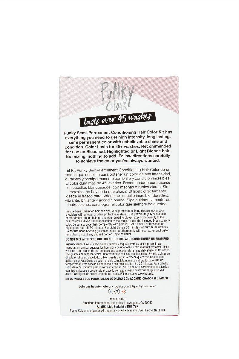 Back of Punky Colour Semi Permanent Hair Color Kit Cherry On Top box with instructions, ingredients, & product warnings