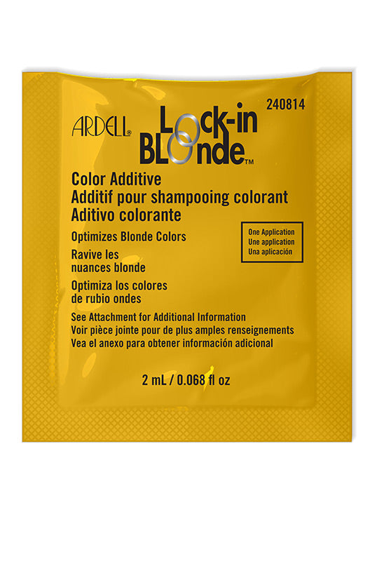 Ardell Lock-in Blonde color additive packet – A sachet of Ardell’s Lock-in Blonde color additive to enhance and maintain blonde hair shades.