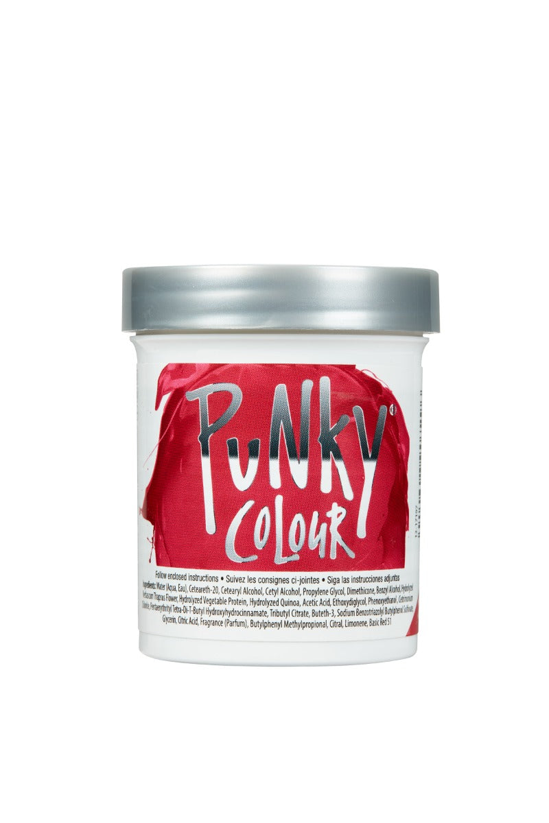 Punky Colour Cherry Red Hair Dye Jar – Semi-permanent cherry red hair color, vegan and ammonia-free, lasts over 35 washes.