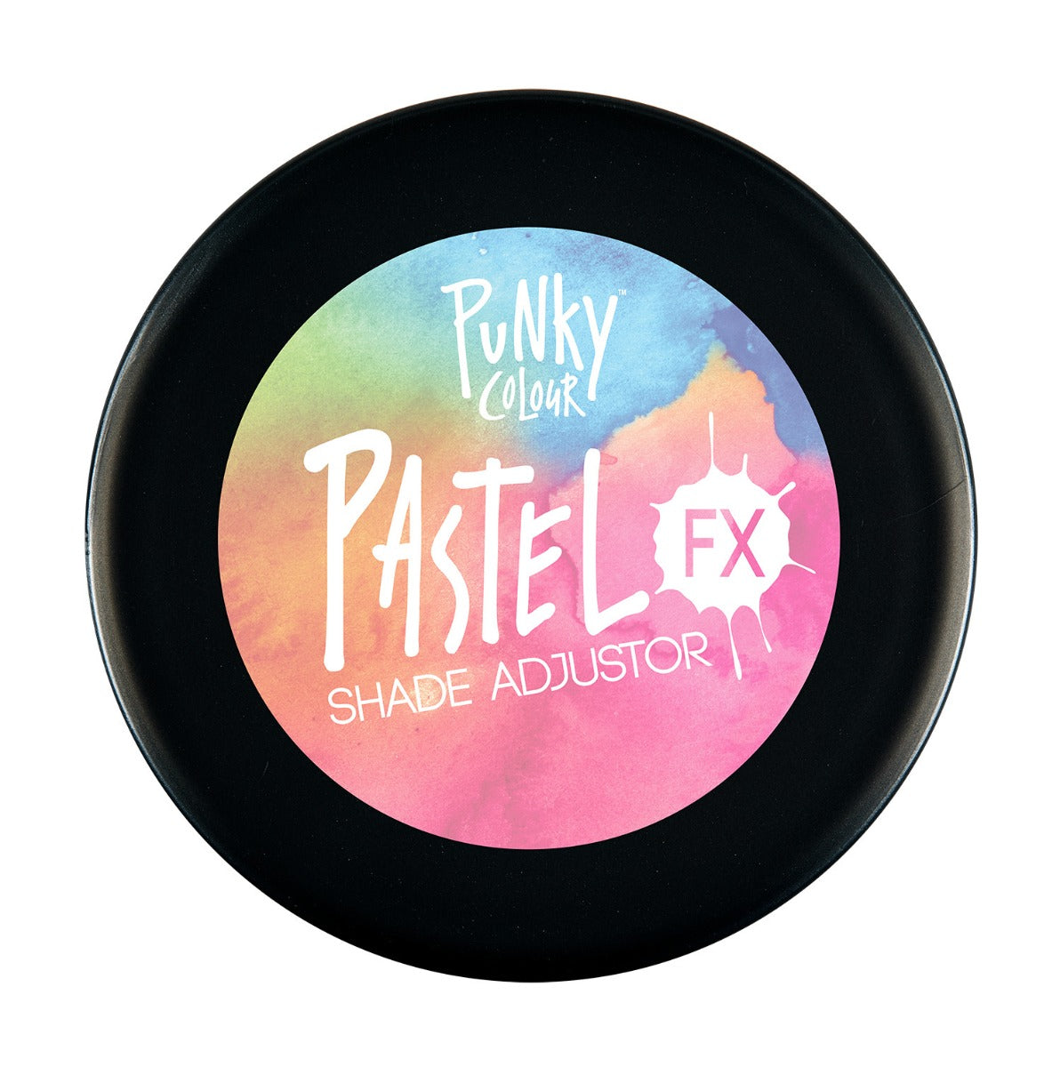 Top View of Punky Colour Pastel FX Jar - Close-up of Pastel FX shade adjustor jar lid with colorful, artistic branding for shade customization.