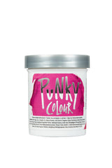 Back view of Punky Colour Flamingo Pink jar featuring the semi-permanent conditioning formula and intense color payoff.