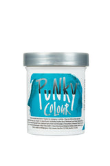Punky Colour Turquoise hair dye back view – Vibrant turquoise semi-permanent hair dye jar with ingredient details visible.
