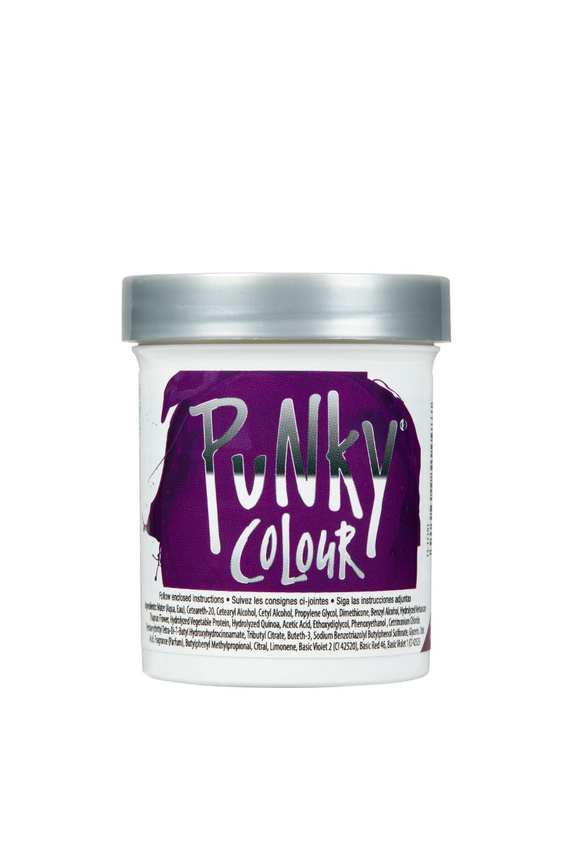 Punky Colour Purple hair dye back view – A bold and vibrant semi-permanent conditioning hair dye for striking purple shades.