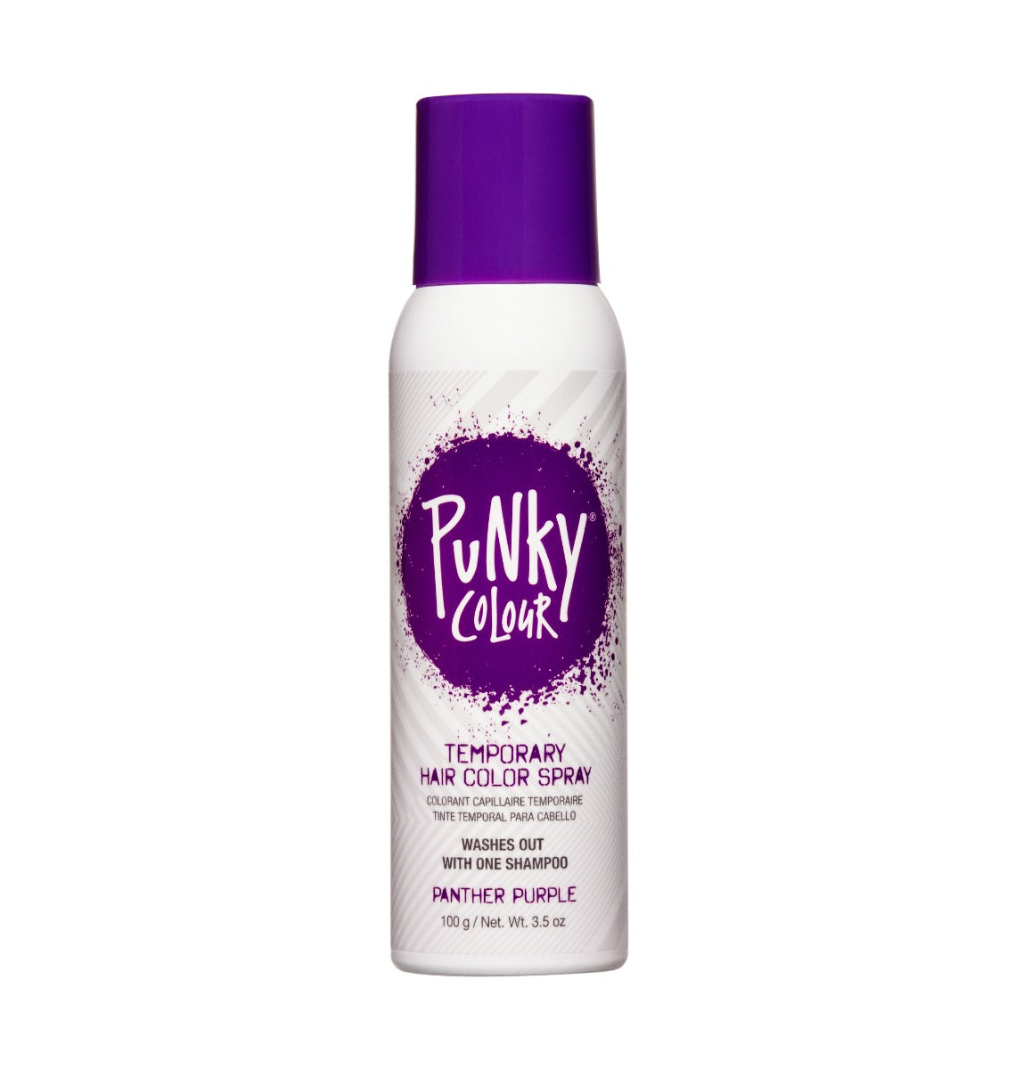 Punky Colour Panther Purple Temporary Hair Spray – A vibrant purple temporary hair color spray that washes out in one shampoo.