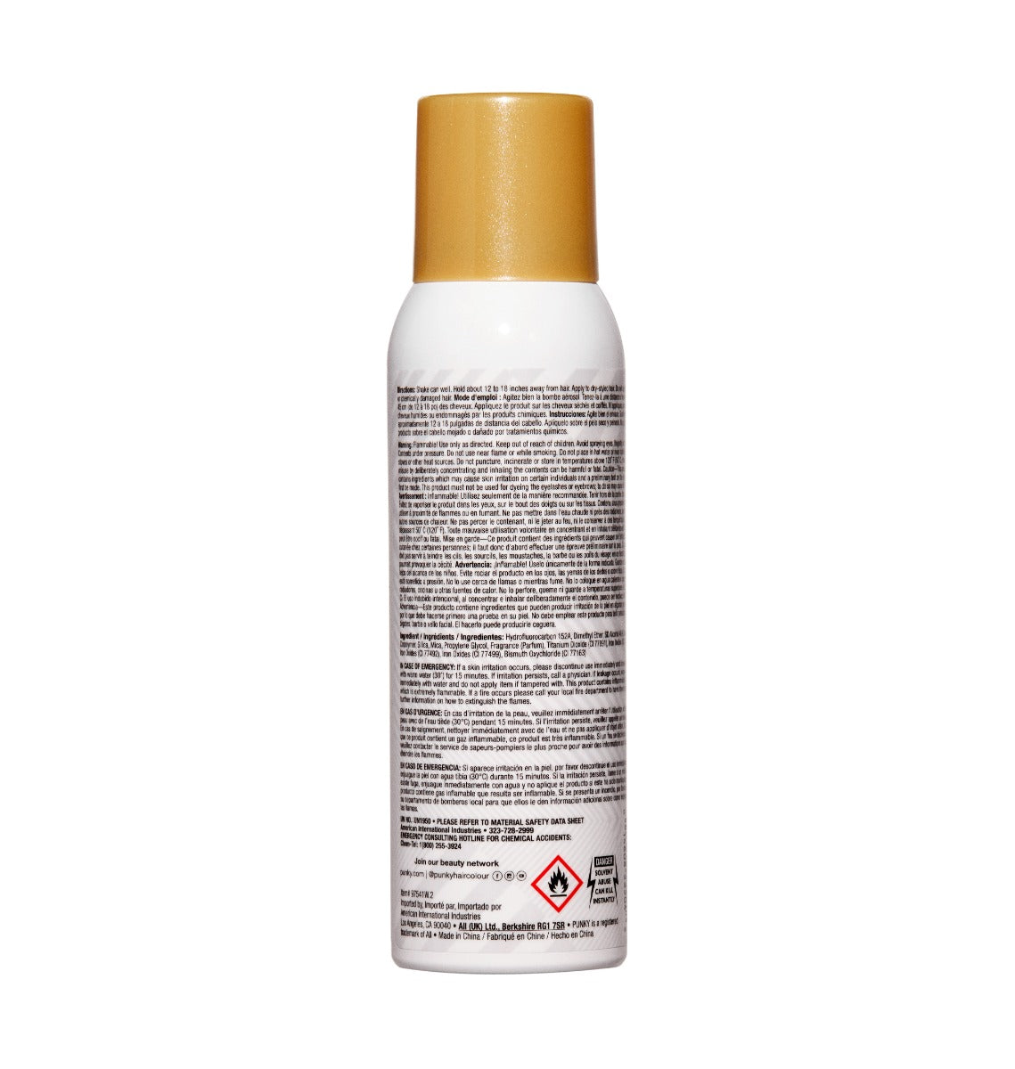 Punky Colour Natural Blonde Spray back view – The product’s back label showing usage instructions, safety warnings, and ingredients