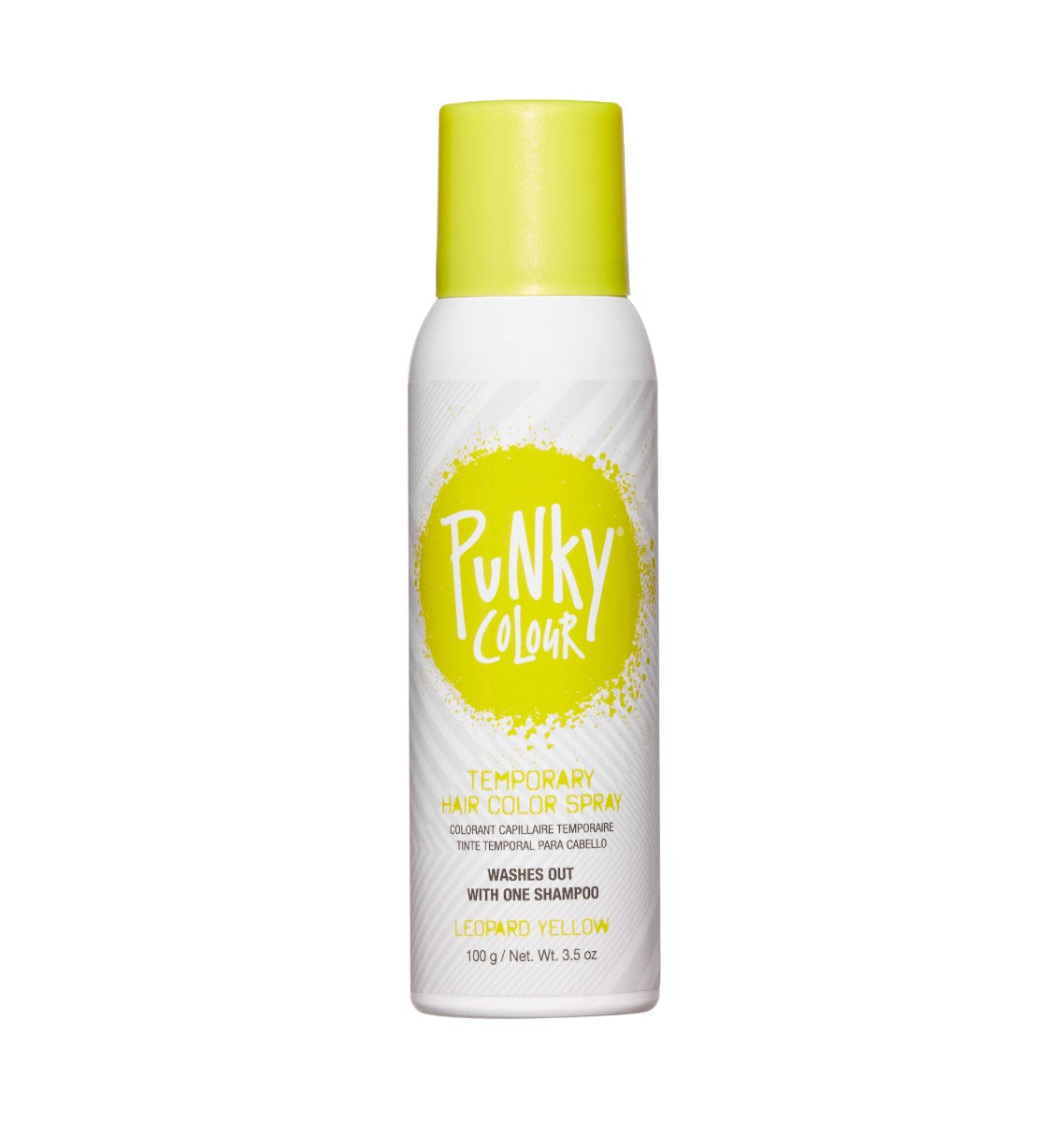 Punky Colour Leopard Yellow Temporary Hair Spray – A vibrant yellow temporary hair color spray that washes out in one shampoo.