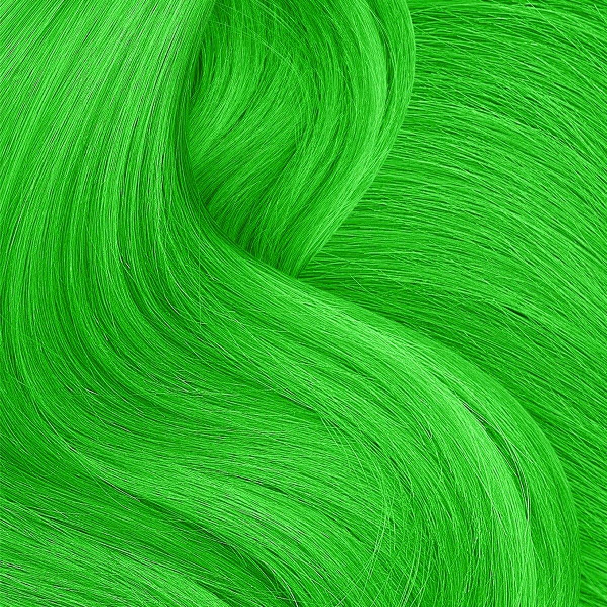 Punky Colour Jaguar Green Hair Swatch – A close-up of silky, vibrant green hair for a realistic color reference.