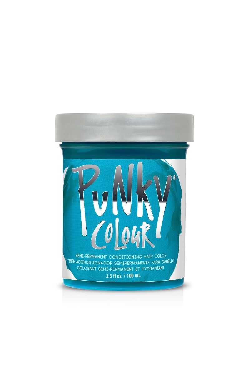 Punky Colour Semi-Permanent Turquoise Hair Dye Jar – Conditioning hair color in a vibrant turquoise shade for long-lasting results.