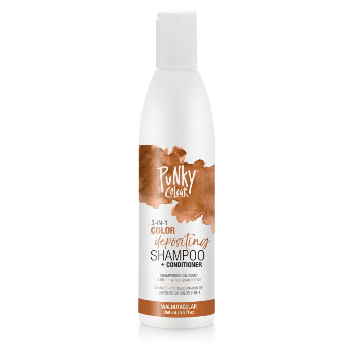 Punky Colour 3-in-1 Color Depositing Shampoo + Conditioner in Walnutacular – Enhances Warm Brown Tones in Hair.