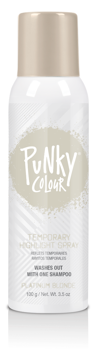 Punky Colour Platinum Blonde Temporary Hair Spray – A vibrant blonde temporary hair color spray that washes out in one shampoo.