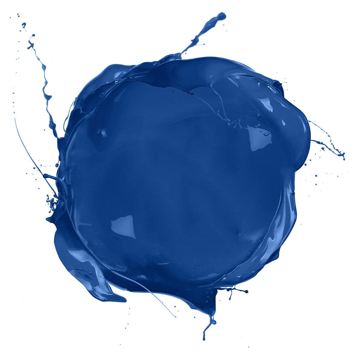 Midnight Blue Paint Splash - Vibrant deep blue paint splash on a white background, representing intense midnight blue hair dye color.