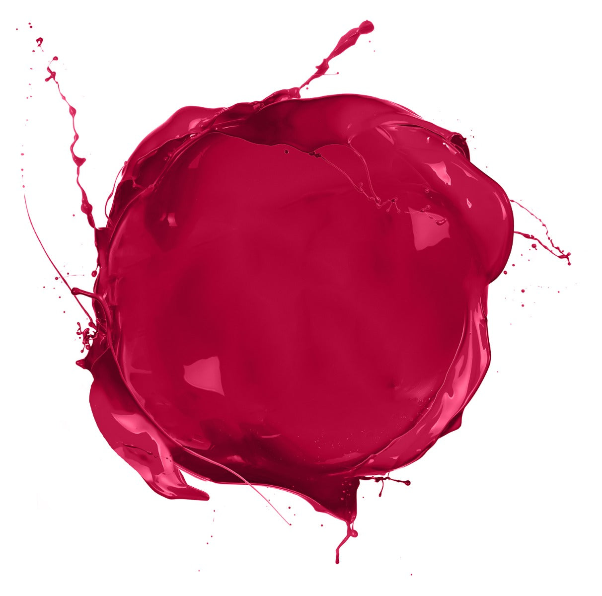 Dynamic splash of Poppy Red hair dye pigment – A vibrant liquid splash showcasing the intense red hue and glossy texture.