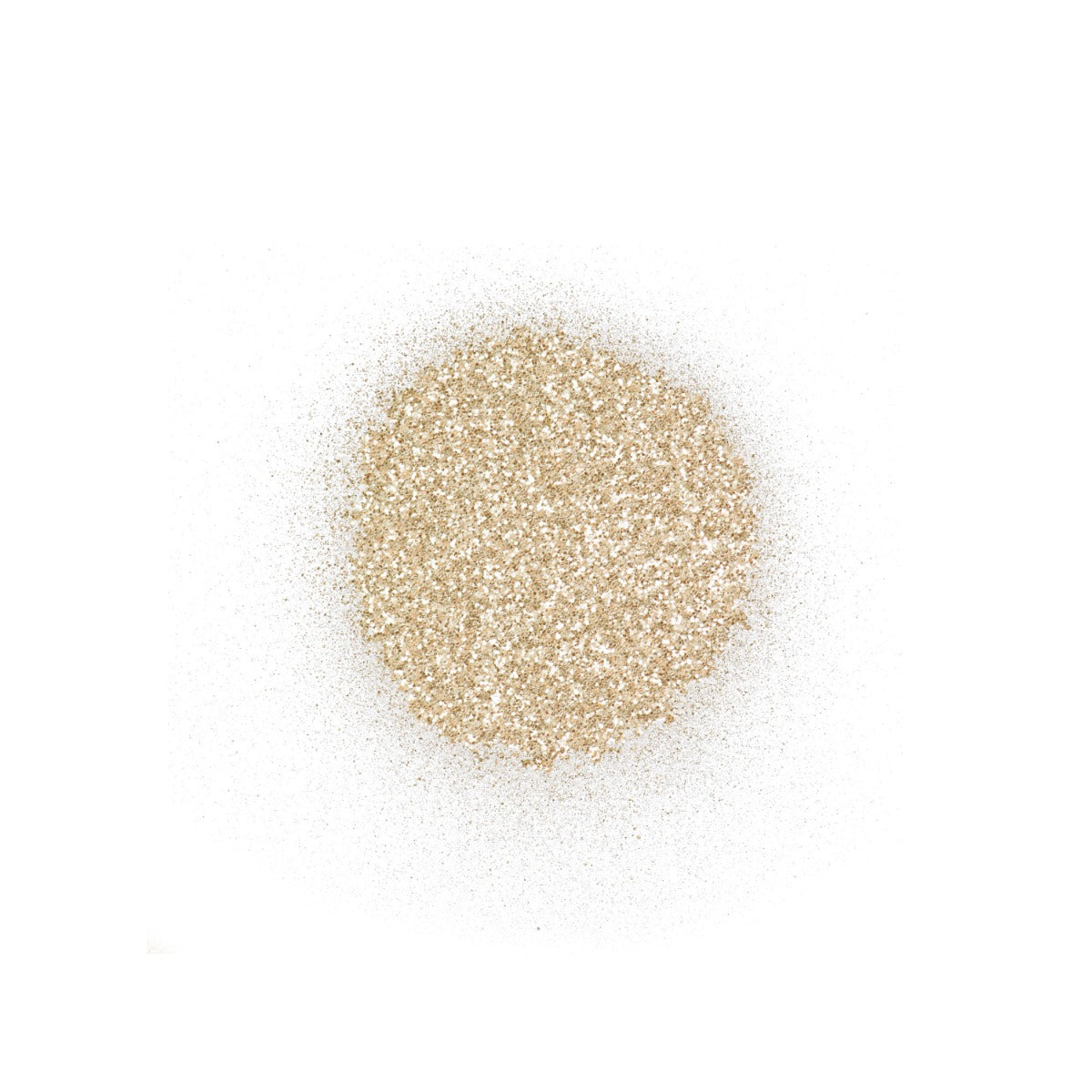 Punky Colour gold glitter swatch – A circular swatch of Punky Colour gold glitter, showcasing its reflective and sparkly finish.