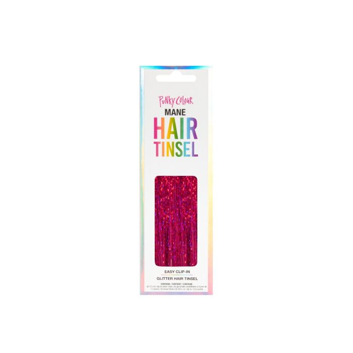 Punky Colour Mane Hair Tinsel in Red – Easy Clip-In Glitter Hair Tinsel for Styling and Adding Sparkle to Any Hairstyle.